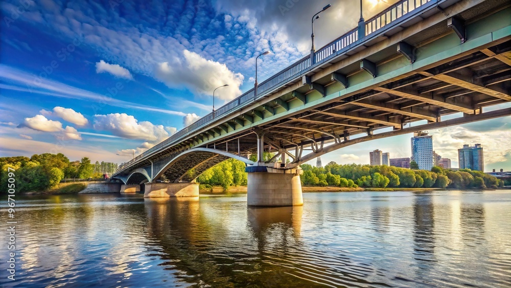 Worm's eye view of bridge over Moskva River in Vorobyovy Gory Worm's eye view of bridge over Moskva River in Vorobyovy Gory