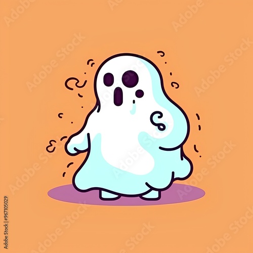 Funny cartoon ghost. Vector illustration of a ghost for Halloween.