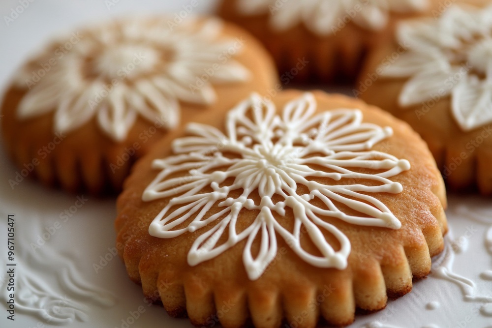 Close-up of a round pastry with white icing Close-up of a round pastry with white icing
