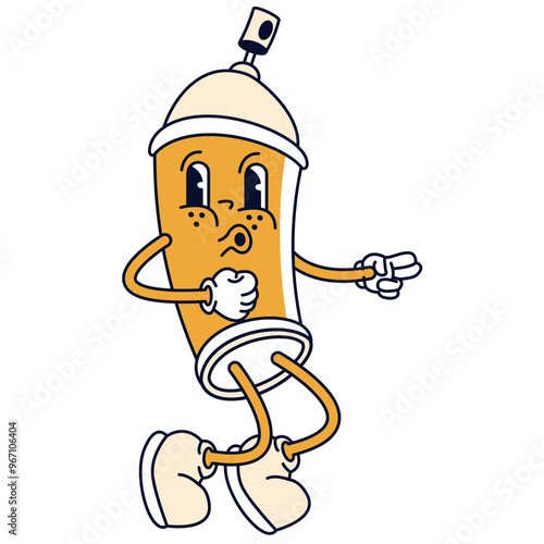 Spray Can Groovy Mascot Illustration