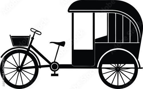 Rickshaw Silhouette Vector illustration on white background.