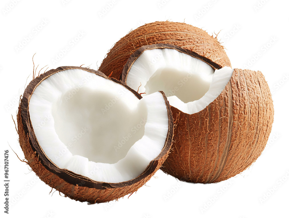 a coconut with a broken coconut a coconut with a broken coconut