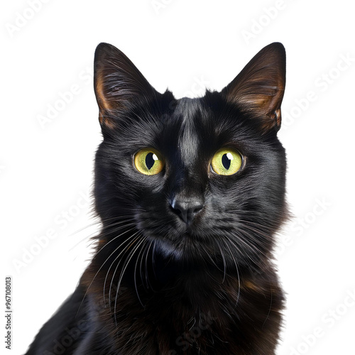 a black cat with yellow eyes