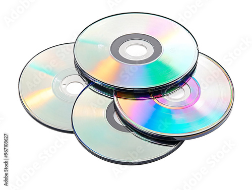 a pile of cds on a white background photo