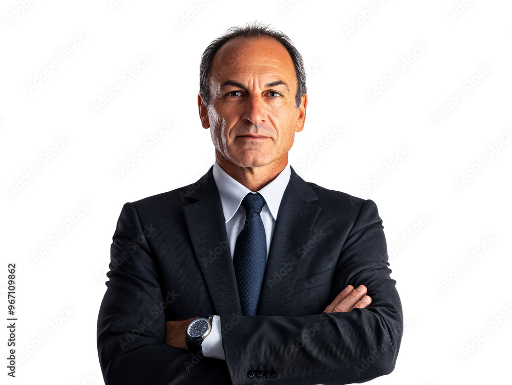 a man in a suit with his arms crossed a man in a suit with his arms crossed