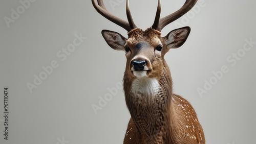 A detailed deer head with graceful antlers isolated on a white background photo