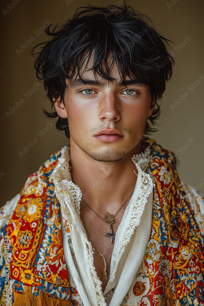 A guy in an embroidered shirt. Vyshyvanka National dress. Ukraine