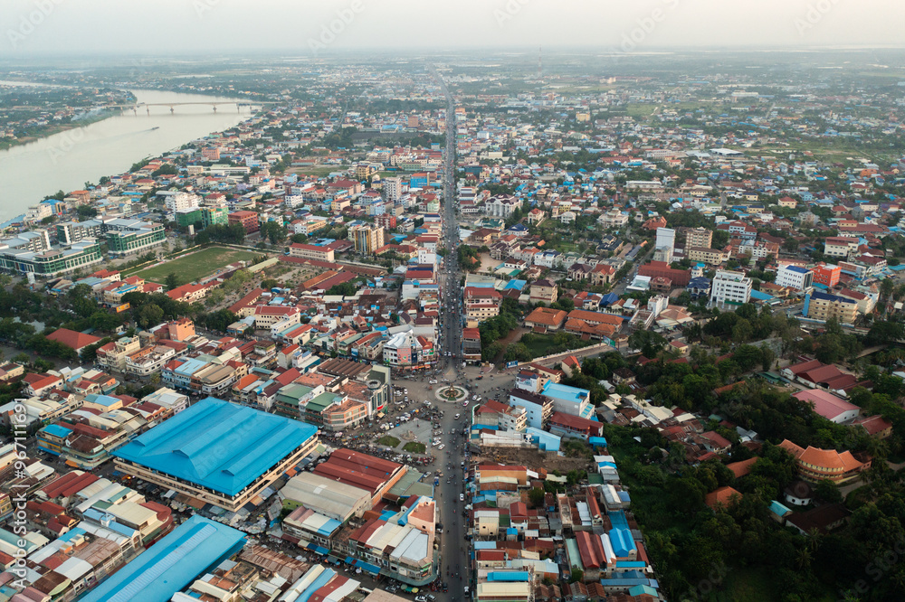 Obraz premium aerial view of the Kandal city near by Phnom Penh city Cambodia