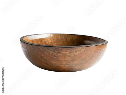 a wooden bowl on a white background