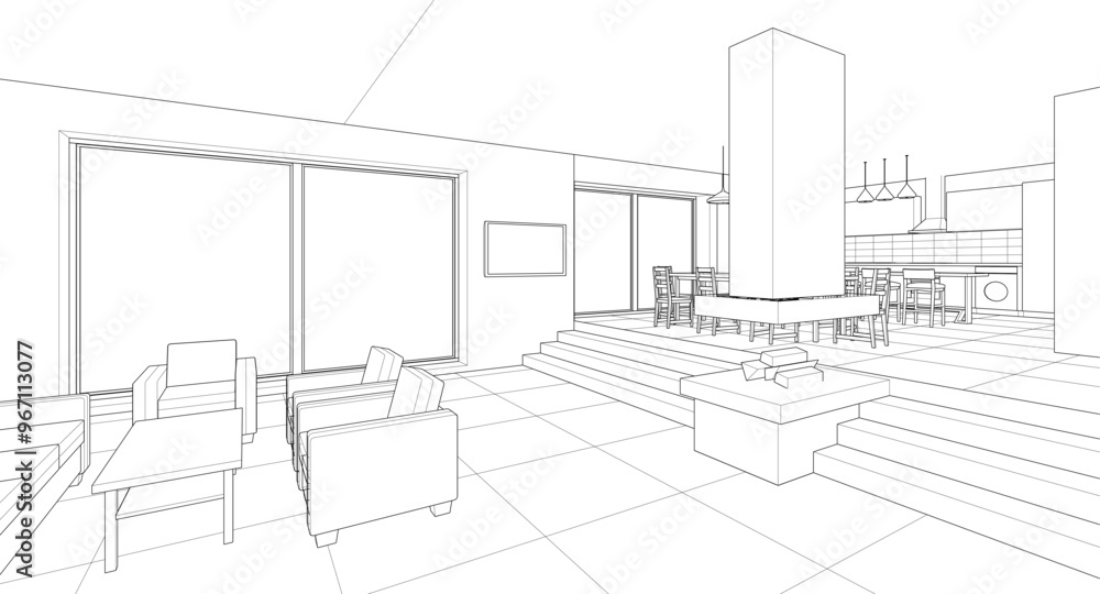 interior kitchen living room 3d illustration
interior kitchen living room 3d illustration