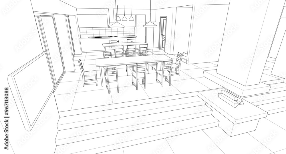 interior kitchen living room 3d illustration
interior kitchen living room 3d illustration