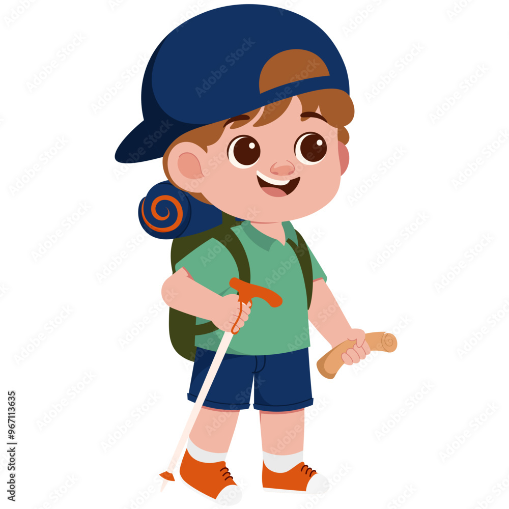 Boy Hiking Illustration Boy Hiking Illustration