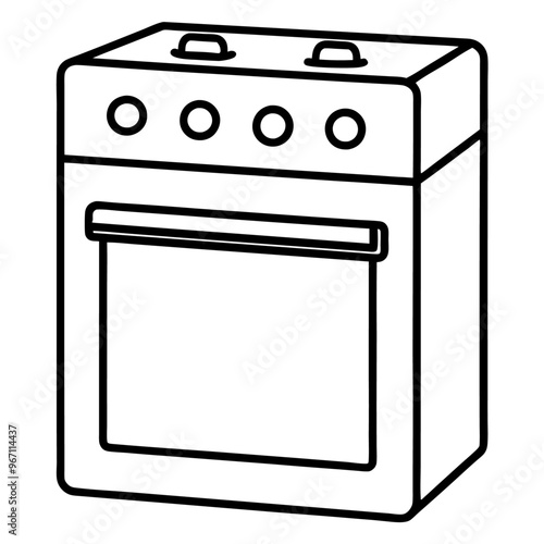 oven outline coloring book page line art illustration digital drawing
