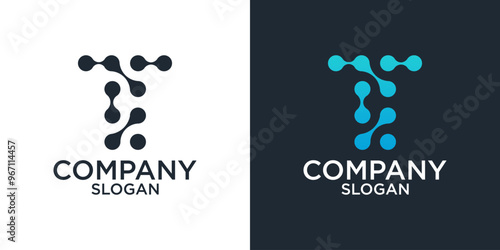 letter t molecule abstract logo vector design