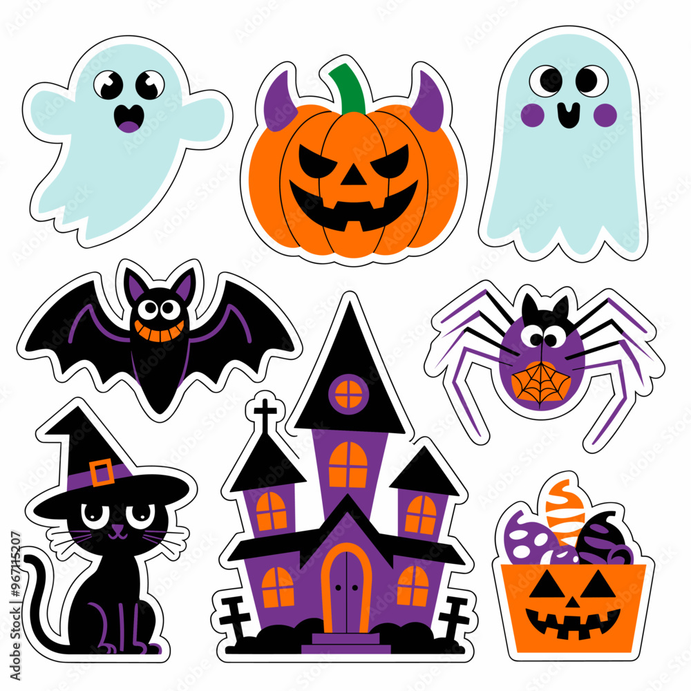 Creepy & Cute Halloween Vector Sticker Collection Creepy & Cute Halloween Vector Sticker Collection