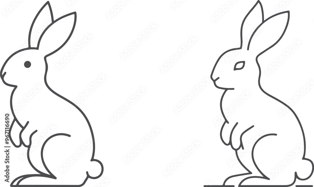 Obraz premium Victor's rabbit line art illustration on a white background
