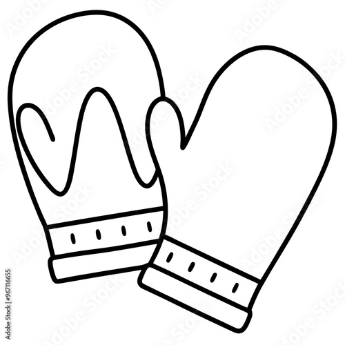 oven mitts outline coloring book page line art illustration digital drawing