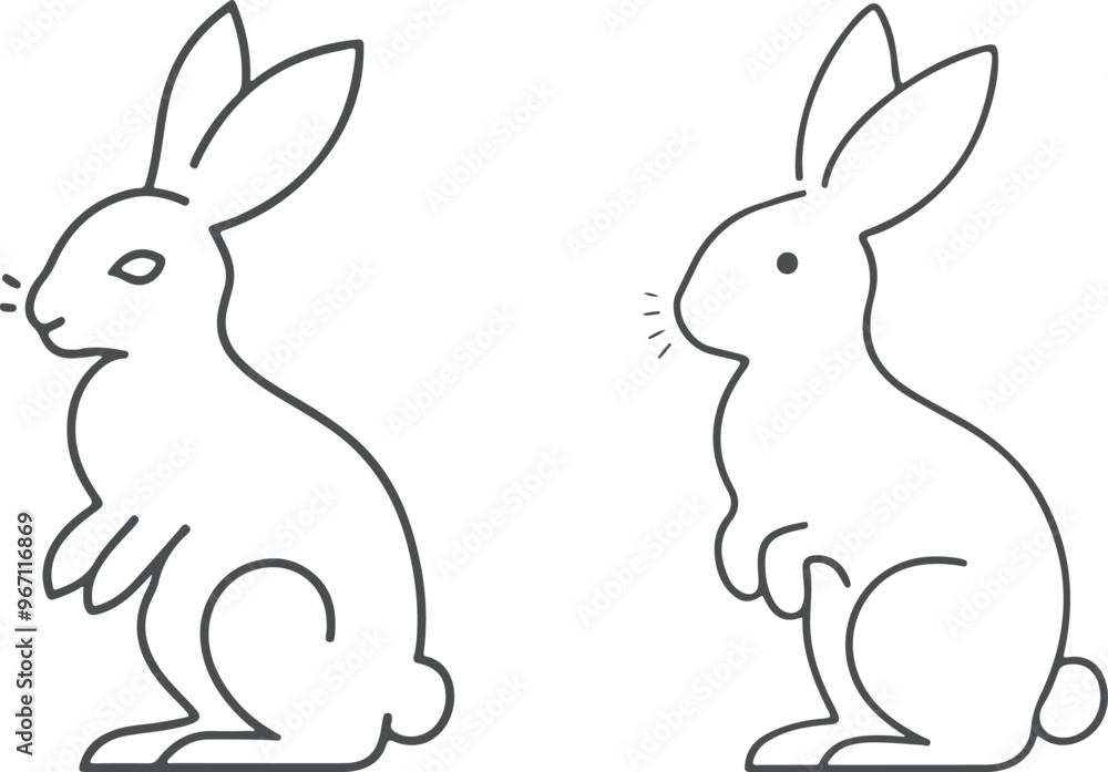 Victor's rabbit line art illustration on a white background