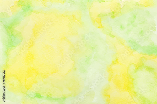 Abstract green yellow watercolor texture isolated on white background. Hand-painted watercolor splatter stains artistic vector used as an element in the decorative design.