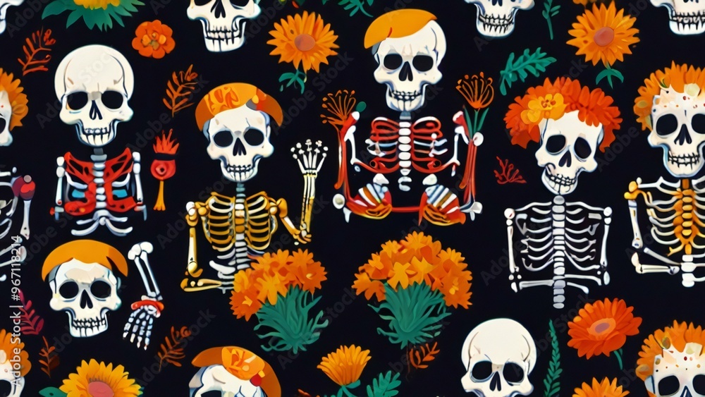 seamless pattern with skulls seamless pattern with skulls
