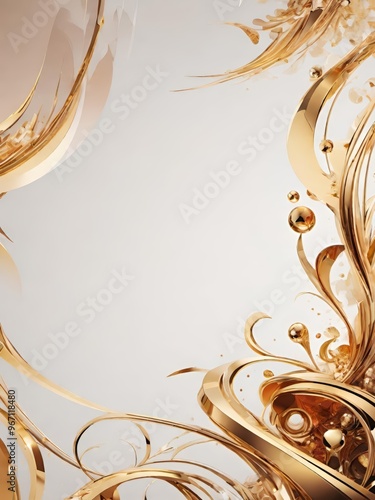 ゴールドの抽象フレームデザインイラスト