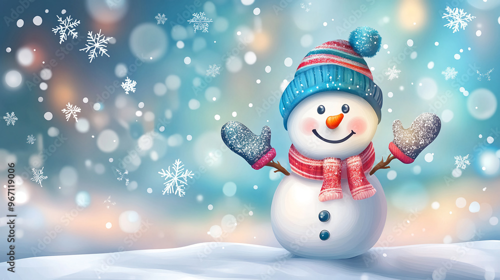 Winter holiday background banner cute snowman Merry christmas and happy new year Winter holiday background banner cute snowman Merry christmas and happy new year