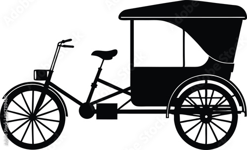 Rickshaw Silhouette Vector illustration on white background.