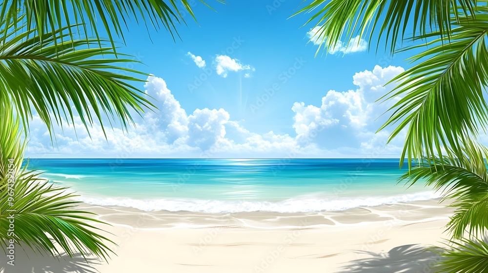 Tropical Beach Paradise with Palm Trees Tropical Beach Paradise with Palm Trees