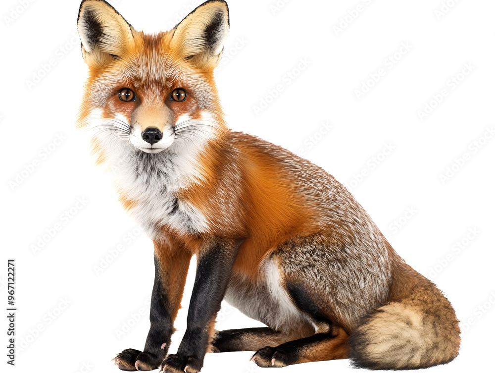 Obraz premium a fox sitting on a white background