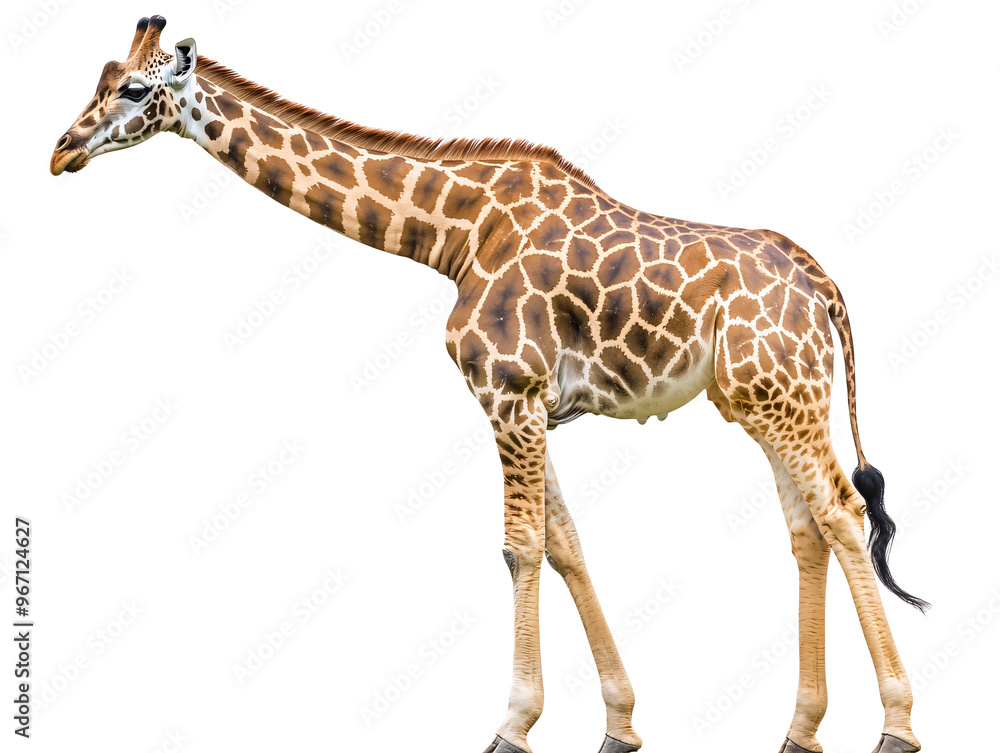 Fototapeta premium a giraffe standing on a white background
