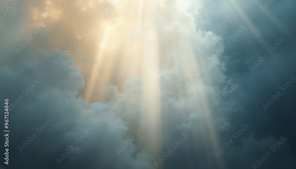 Naklejka premium abstract ethereal background with glowing light beams through smoky blues and grays