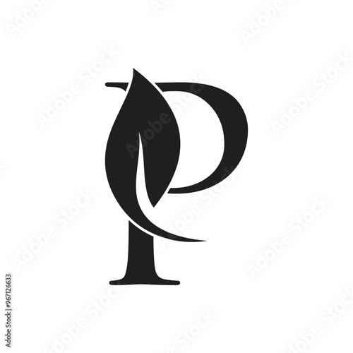 p leaf icon logo design for your business 