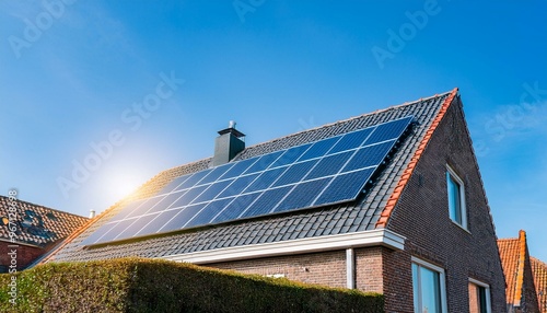 Wallpaper Mural Close up to Solar Panel on the roof of Dutch House in Holland, the Netherlands.  Torontodigital.ca