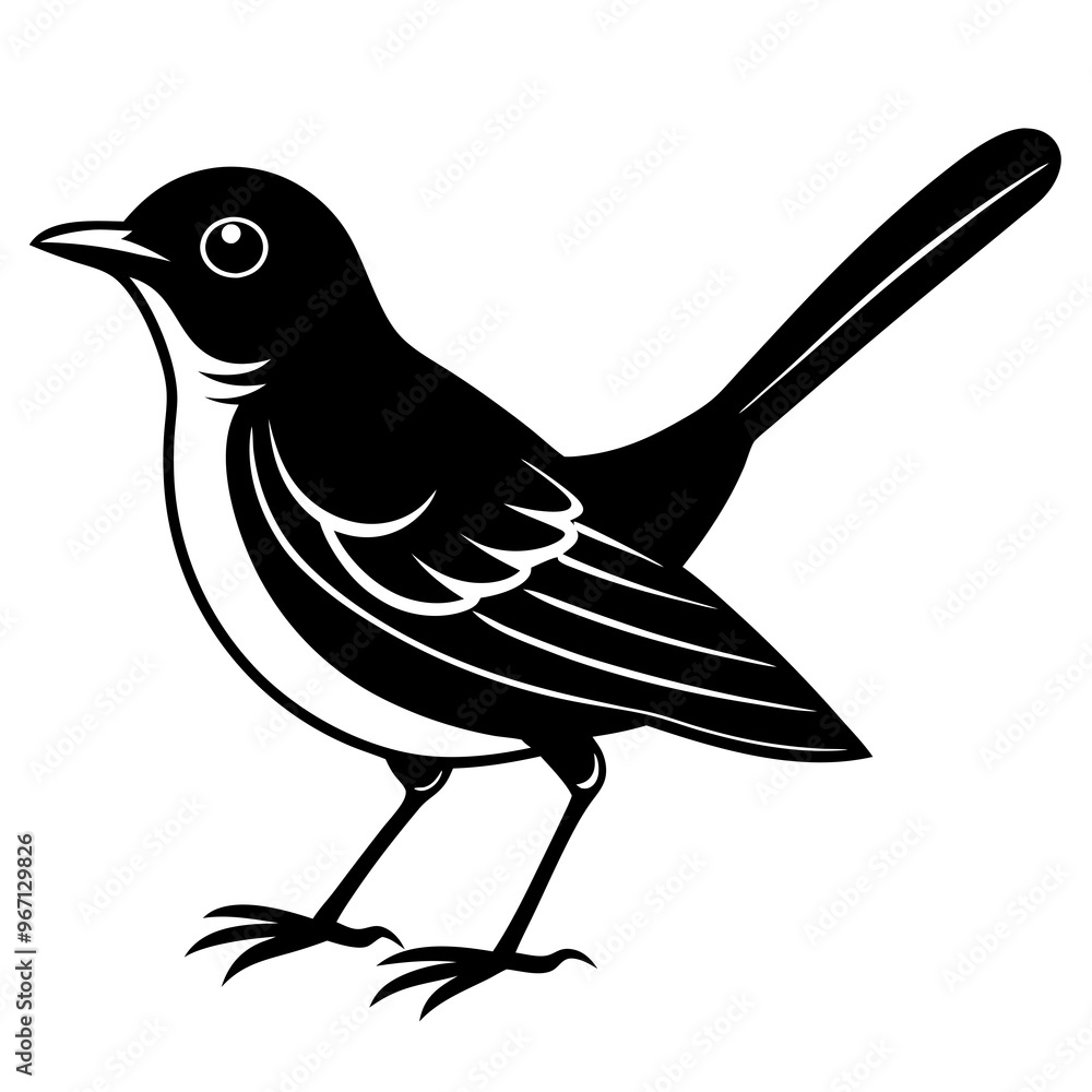 Fototapeta premium Nightingale bird silhouette vector design on a white background