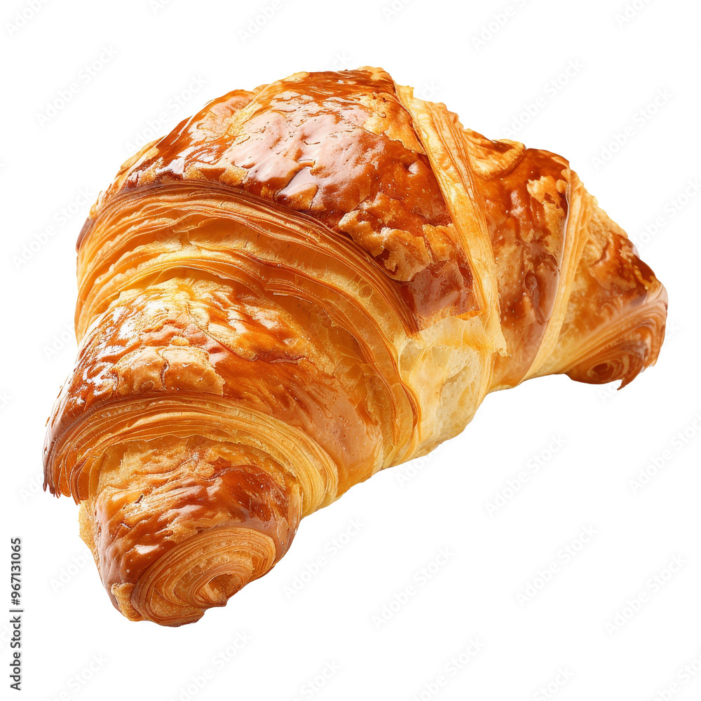 Freshly baked buttery croissant with golden flaky layers on a clean surface showcasing its tempting texture and delightful shape Freshly baked buttery croissant with golden flaky layers on a clean surface showcasing its tempting texture and delightful shape