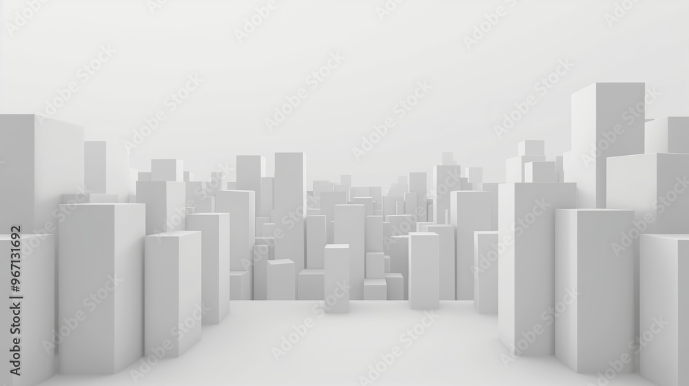Minimalistic Monochrome Cityscape Illustration - Futuristic Urban Skyline Minimalistic Monochrome Cityscape Illustration - Futuristic Urban Skyline