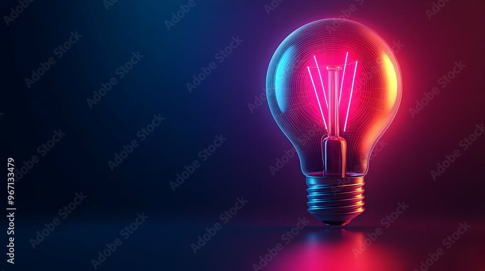 Glowing Light Bulb with Neon Illumination: Innovation and Inspiration Glowing Light Bulb with Neon Illumination: Innovation and Inspiration