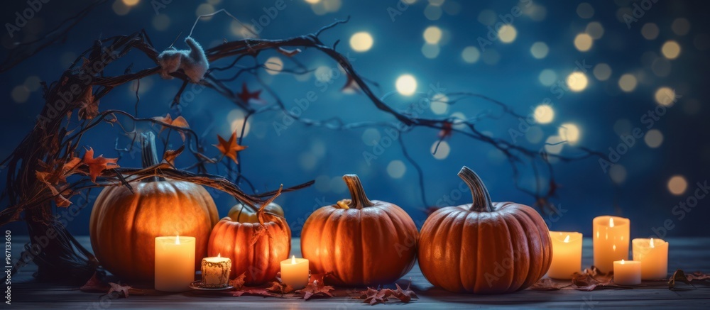 Autumnal Still Life with Pumpkins and Candles Autumnal Still Life with Pumpkins and Candles