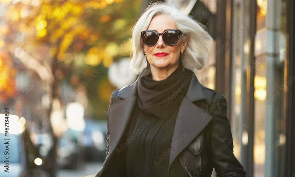 Elegant lady on the autumn street in stylish clothes. Elegant lady on the autumn street in stylish clothes.