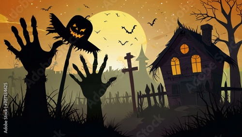 halloween background with house photo