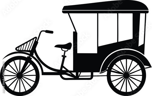 Rickshaw Silhouette Vector illustration on white background.