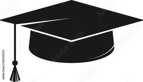 Academic cap with tassel on a string, education symbol