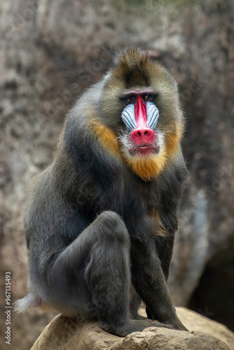 Photography The Mandrill (Mandrillus sphinx) is a large Old World monkey native to West Central Africa