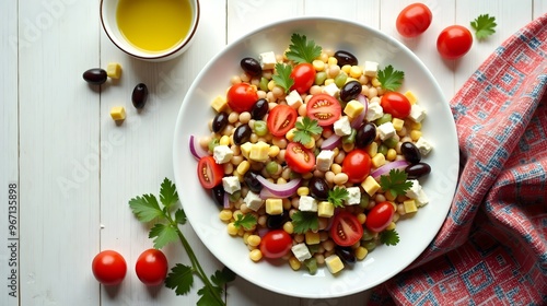 Solterito Salad with Corn Tomatoes and Cheese