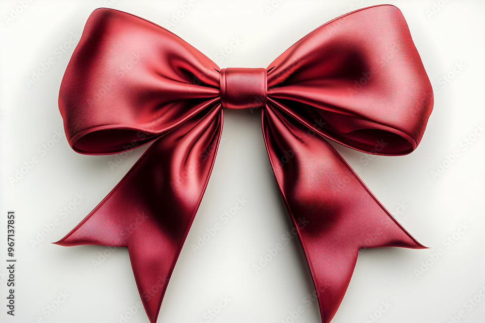 Elegant Red Bow on White Background Elegant Red Bow on White Background