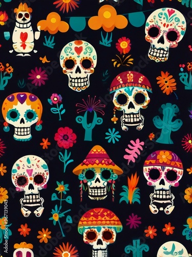 seamless pattern with skull and crossbones