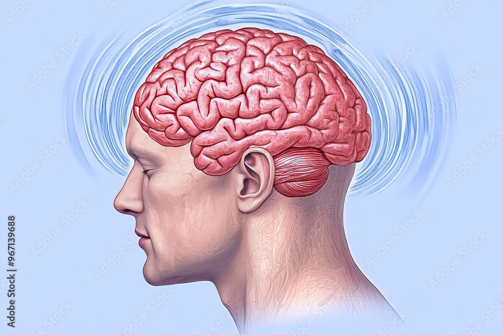 Obraz premium Perceptual expansion brainwave entrainment mental focus and digital cognition 3d brain visualizing detailed neural anatomy and cognitive function