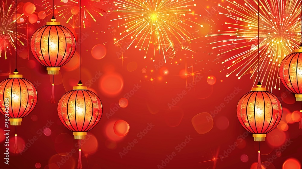 Chinese New Year background with lanterns and golden decorations Chinese New Year background with lanterns and golden decorations