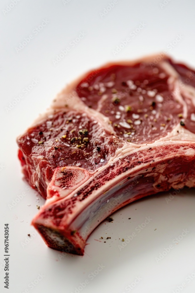Obraz premium A piece of raw meat served on a white plate