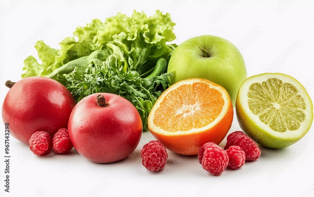 Fruits and vegetables isolated on white background. Fruits and vegetables isolated on white background.